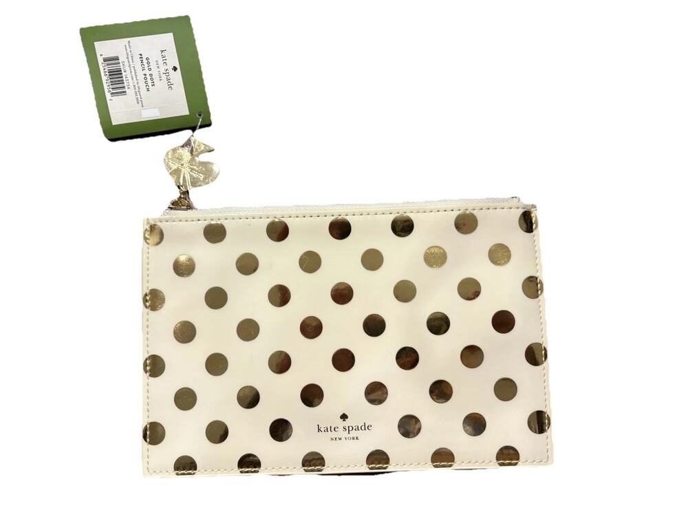 Kate Spade Polka Dot Clutch Cream Black Wristlet Bag NWT Pouch
